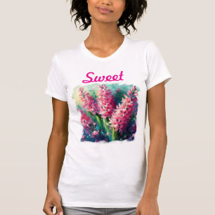 Camiseta Hiacintas Rosa Impressionistas Hiacinite Floral