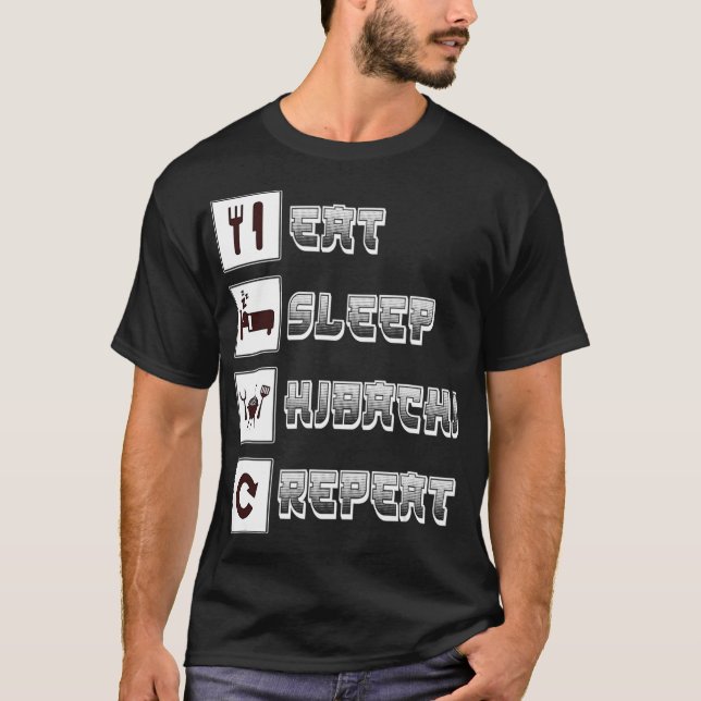 Camiseta Hibachi  Eat Sleep Hibachi Grill Repeat  Food (Frente)