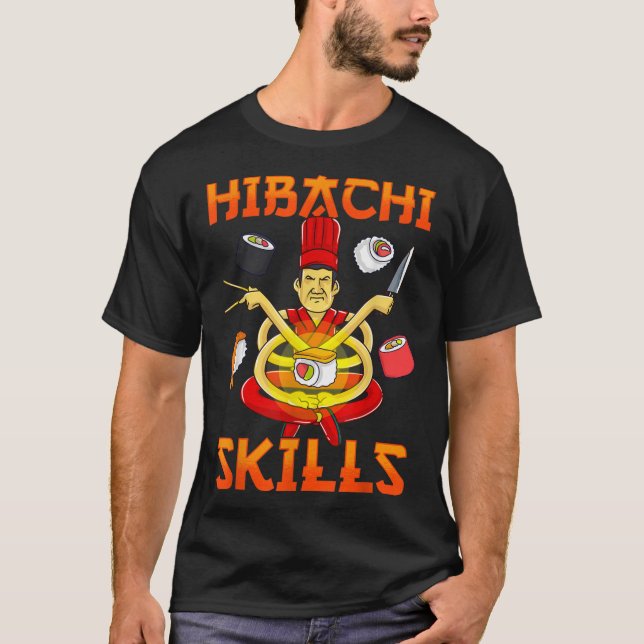 Camiseta Hibachi Skills Teppanyaki Grill Chef Japonês Cuis (Frente)