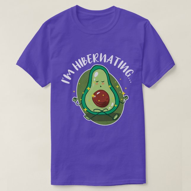 Camiseta Hibernação Estou Hibernando Engraçada Avocado Yoga (Frente do Design)