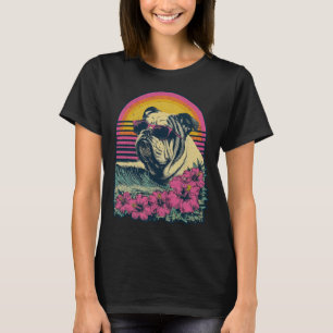 Camiseta Hibisco Floral Bulldog Britânico Flores Verão