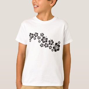 Camiseta hibisco floresce em preto