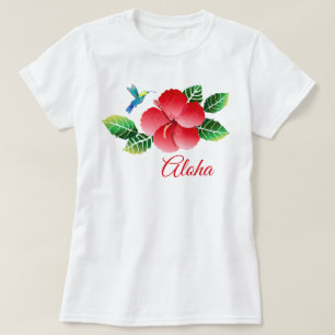 Camiseta Hibisco Havaiano Floral Tropical Beija-flor