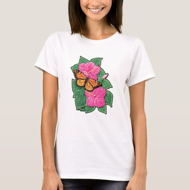 Camiseta Hibiscus & borboleta (Frente)