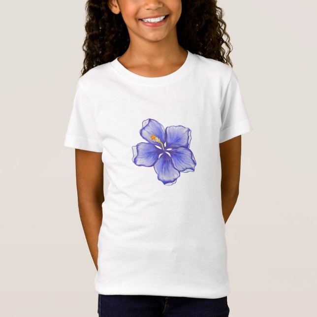 Camiseta Hibiscus & lace BLUE (Frente)
