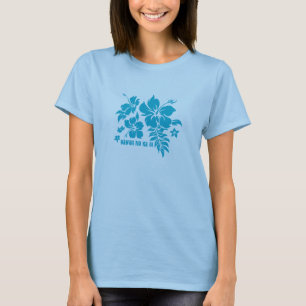 Camiseta Hibiscus Pareau Floral Havaiano em Turq para Camis