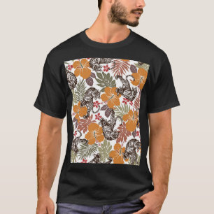 Camiseta Hibiscus Tiger, Padrão Exótico.