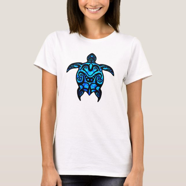 Camiseta Hibiscus tribal da tartaruga (Frente)