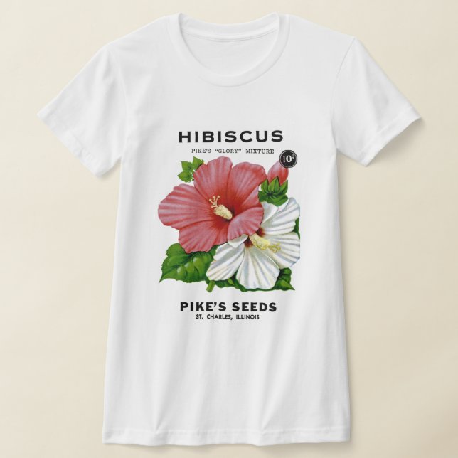 Camiseta Hibiscus Vintage Seed Packet (Postura )