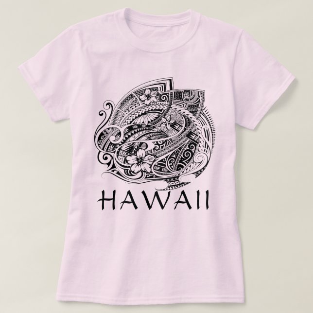 Camiseta HIBISICUS POLYNESIAN TRIBAL HAWAII Blam (Frente do Design)