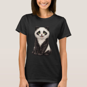 Camiseta Híbrido de Panda e Gato Engraçado Amante de Animai