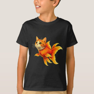 Camiseta híbrido engraçado de peixe dourado e gato meme de