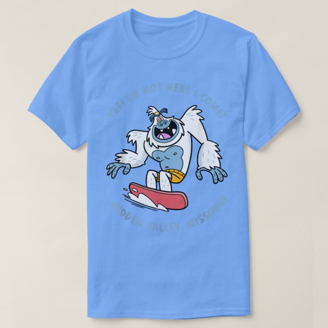 Camiseta Hidden Valley, Missouri Yeti Snowboarding Vacation (Frente do Design)