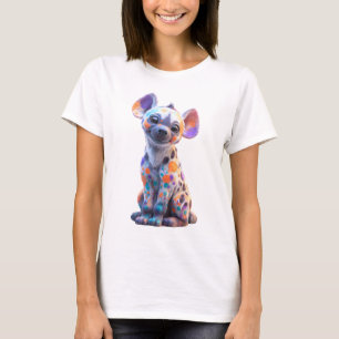 Camiseta Hiena Bebê Pintada com Bolinhas Coloridas Mulheres