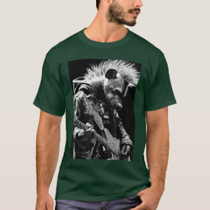 Camiseta Hiena com Rocker de Guitarra Animal Punk Grunge Es