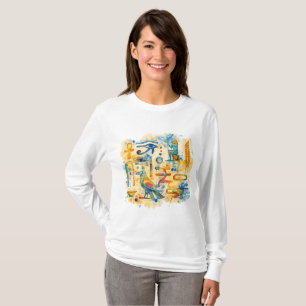 Camiseta Hieróglifos do Antigo Egito Olho de Hórus & Ânkh