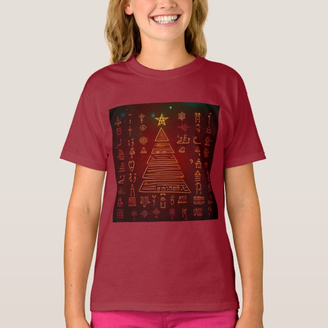 Camiseta Hieroglifos Egípcios do Natal 1 (Frente)