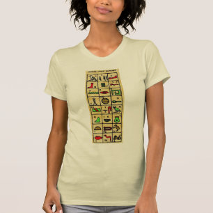 Camiseta Hieroglyphics egípcios, símbolos alfabéticos