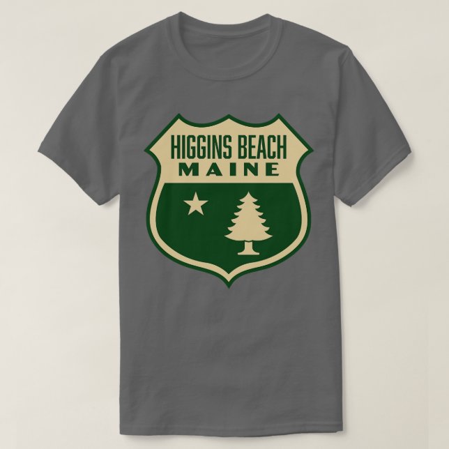 Camiseta Higgins Beach Maine Retro Pine Tree Tan (Frente do Design)