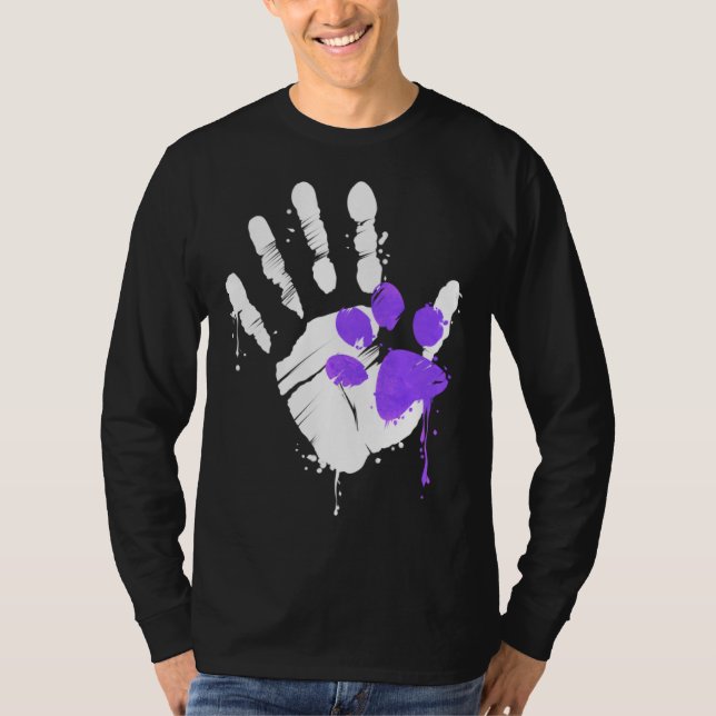 Camiseta High Five Hand Print With Purple Paw Print On Purr (Frente)