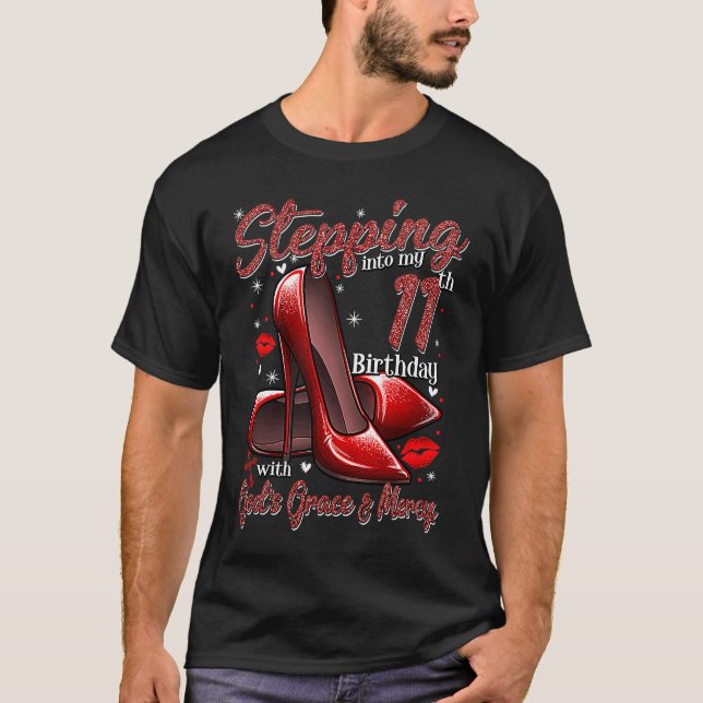 Camiseta High Heels Stepping Into My 11th Birthday 11 and F (Frente)