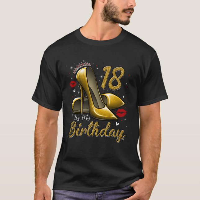 Camiseta High Heels Stepping Into My 18th Birthday 18 and F (Frente)