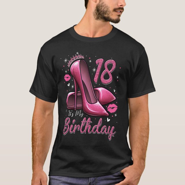 Camiseta High Heels Stepping Into My 18th Birthday 18 and F (Frente)