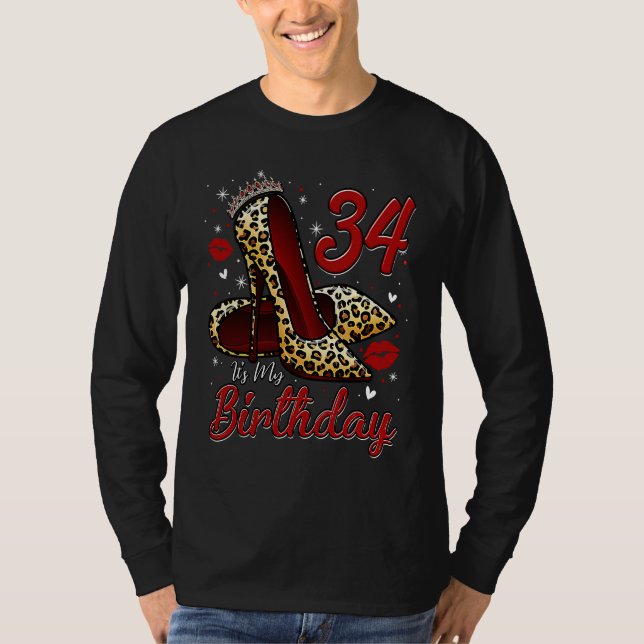 Camiseta High Heels Stepping Into My 34th Birthday 34 and F (Frente)