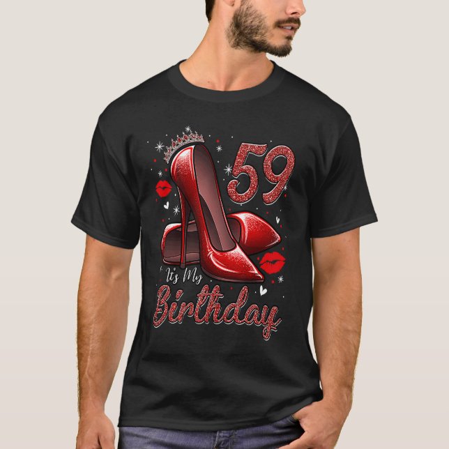 Camiseta High Heels Stepping Into My 59th Birthday 59 and F (Frente)