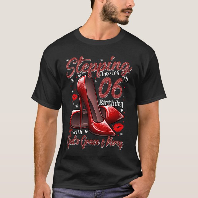 Camiseta High Heels Stepping Into My 6th Birthday 6 and Fab (Frente)