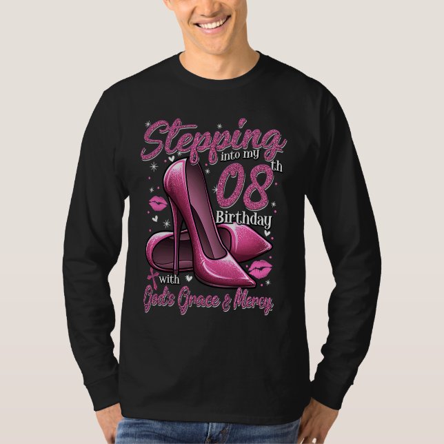 Camiseta High Heels Stepping Into My 8th Birthday 8 and Fab (Frente)