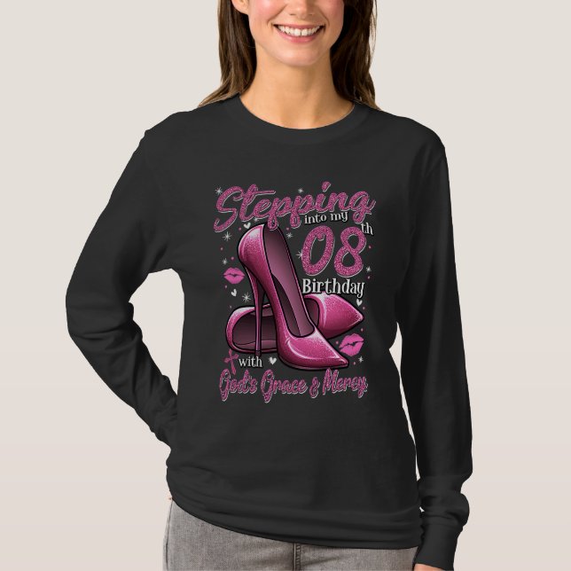 Camiseta High Heels Stepping Into My 8th Birthday 8 and Fab (Frente)