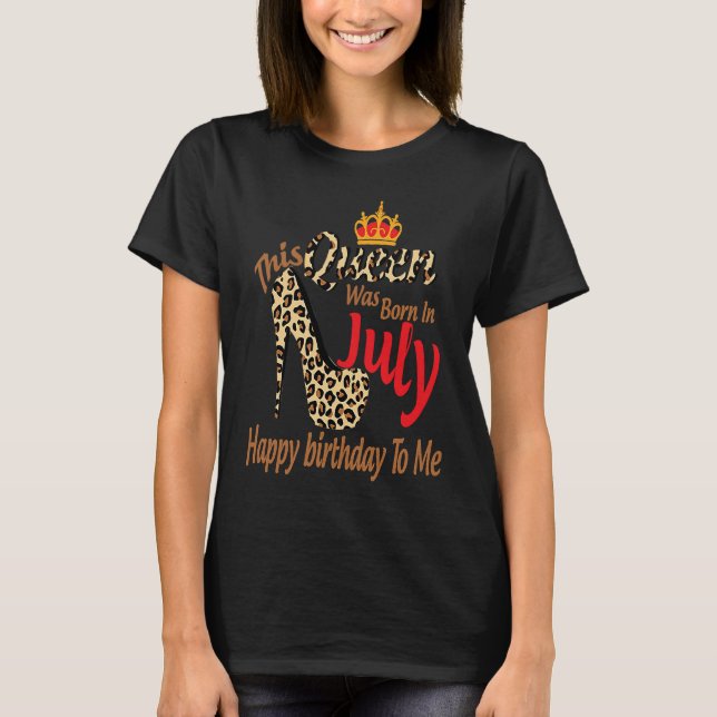 Camiseta High Heels Womens Leopard This Queen Was Born In J (Frente)