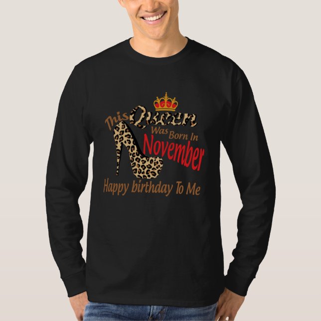 Camiseta High Heels Womens Leopard This Queen Was Born In N (Frente)