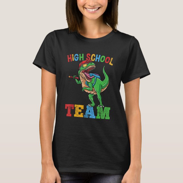 Camiseta High School Team Rex Dinosaur Back To School Boys  (Frente)