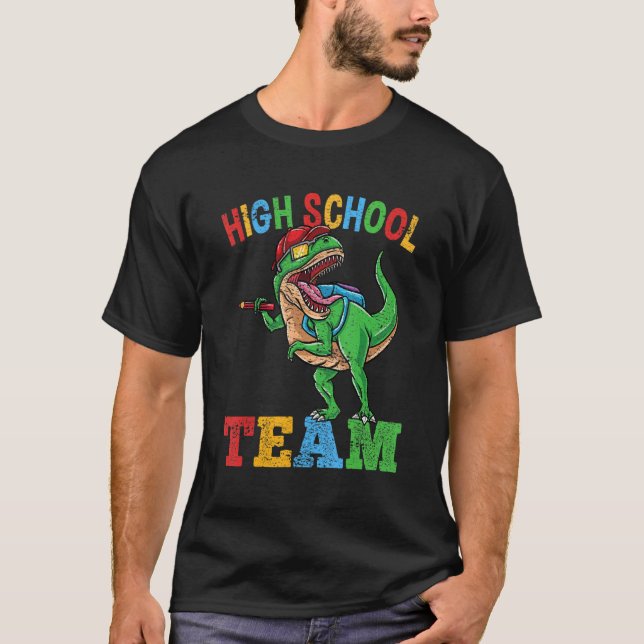 Camiseta High School Team Rex Dinosaur Back To School Boys  (Frente)