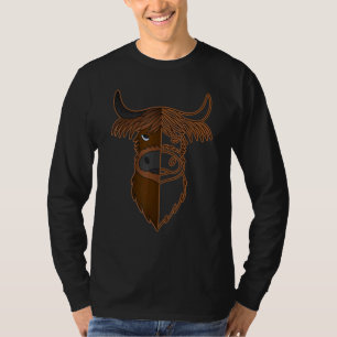 Camiseta Highland Cabeça de Bovinos Impressão de agricultor