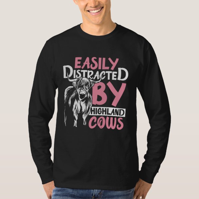 Camiseta Highland Cattle Cute Easily Distracted by Highland (Frente)