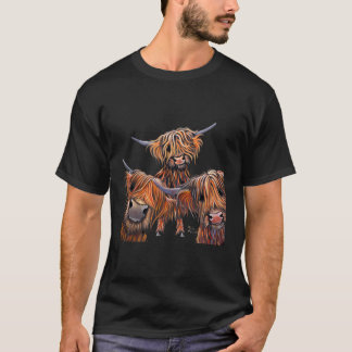 Camiseta Highland Cow Animal Imprime O Feijão B Por Shirley