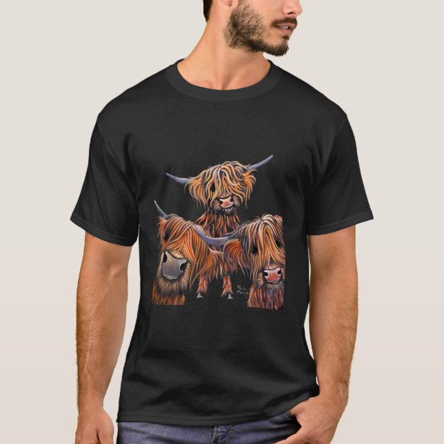 Camiseta Highland Cow Animal Imprime O Feijão B Por Shirley (Frente)