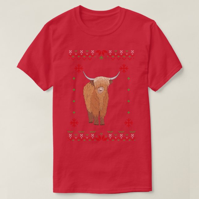 Camiseta Highland Cow Christmas (Frente do Design)