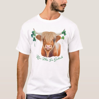 Camiseta Highland Cow Dia de São Patrício me beije Eu sou e