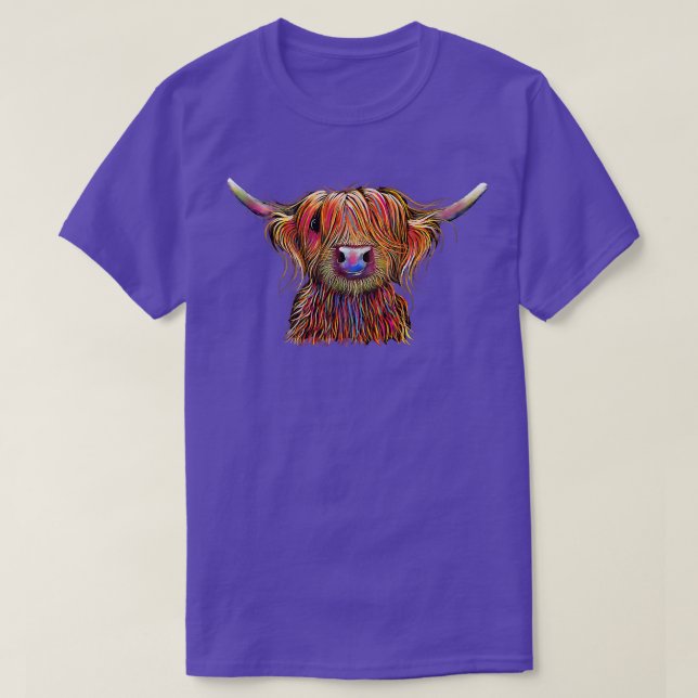 Camiseta Highland Cow Print Animal Print ' Bertie '  (Frente do Design)