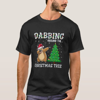 Camiseta Highland Cow Santa Hat Dabbing ao redor do Christm