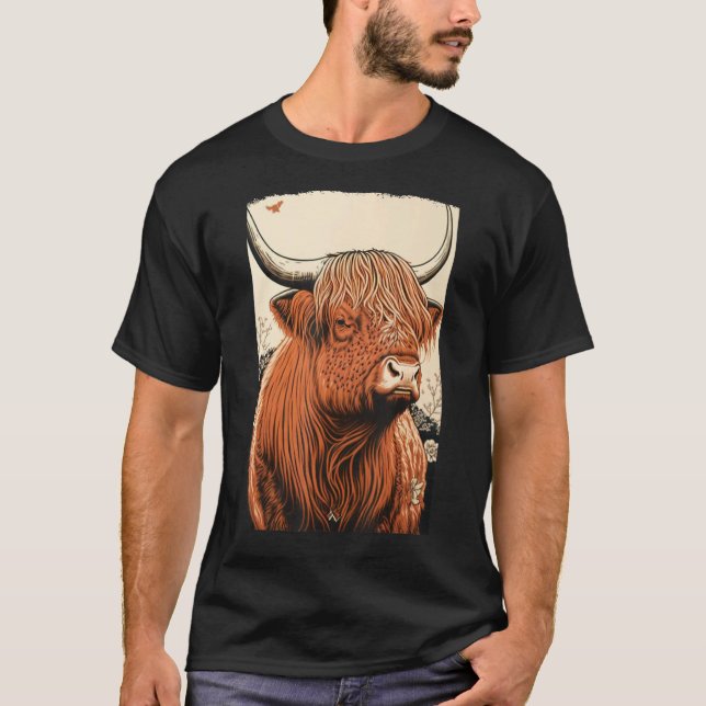Camiseta Highland Cow Scottish Cattle Ukiyo 1 (Frente)