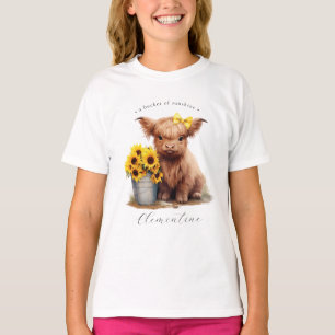 Camiseta Highland Cow Sunflower Balde Girls"