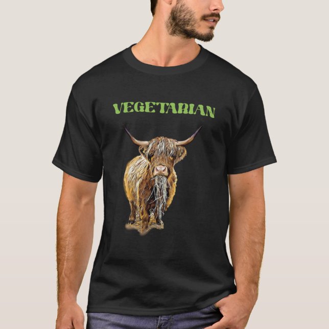 Camiseta Highland Cow  Vegetarian (Frente)