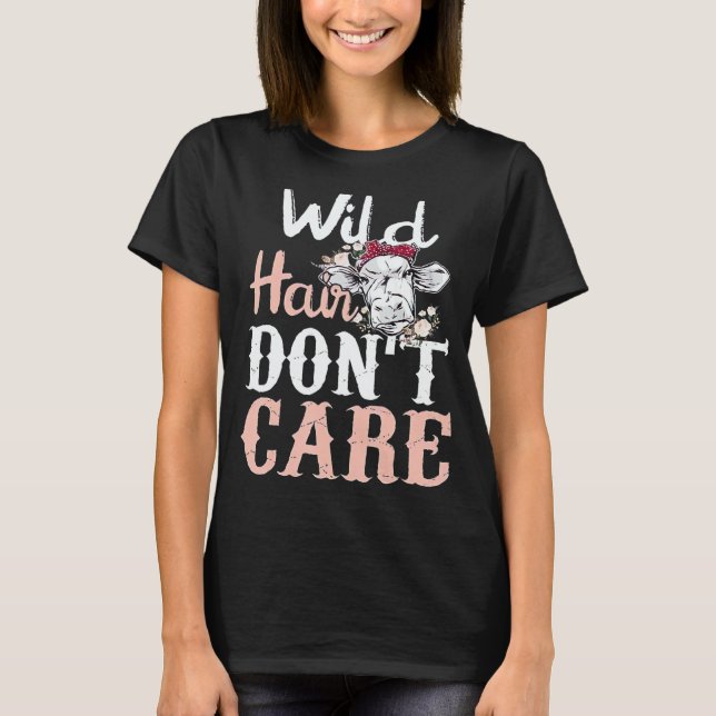 Camiseta Highland Cow Wild Hair Don't Care (Frente)