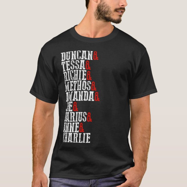 Camiseta Highlander: O Tee do Caractere da Série (Escuro) (Frente)