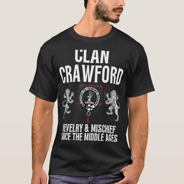 Camiseta HighlandFour Crawford Clan Scottish Name Casaco de (Frente)